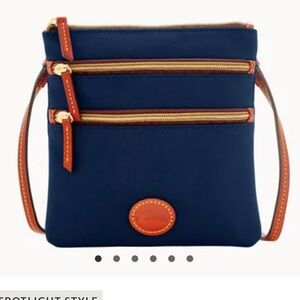 Dooney & Bourke Navy Nylon North South Triple Zip Crossbody Bag
